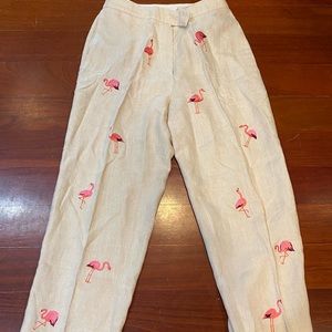 Deane & white flamingo trousers